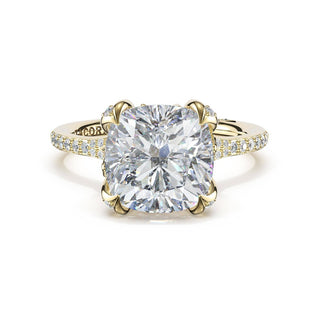Cushion Petal-Crown Pavé Intense Solitaire in Platinum