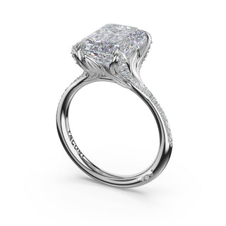 Emerald Petal-Crown Pavé Intense Solitaire in 18kt White Gold
