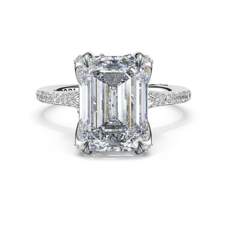 Emerald Petal-Crown Pavé Intense Solitaire in 18kt White Gold