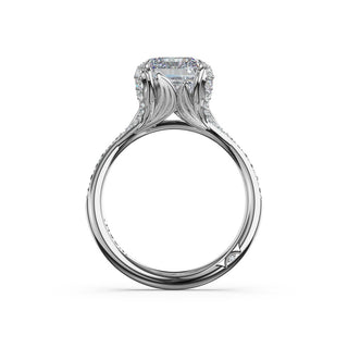Emerald Petal-Crown Pavé Intense Solitaire in 18kt White Gold