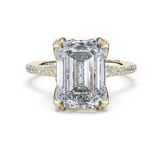 Emerald Petal-Crown Pavé Intense Solitaire in 18kt Yellow Gold