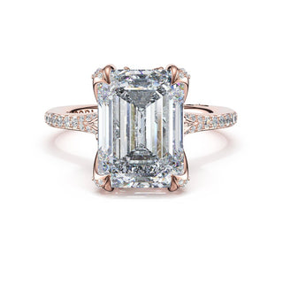 Emerald Petal-Crown Pavé Intense Solitaire in 18kt Rose Gold
