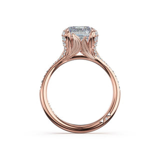 Emerald Petal-Crown Pavé Intense Solitaire in 18kt Rose Gold