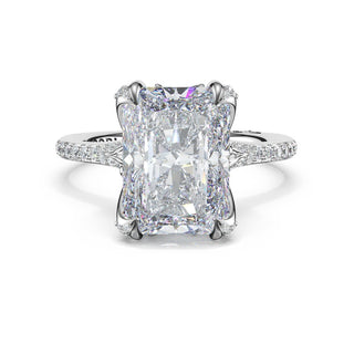 Radiant Petal-Crown Pavé Intense Solitaire in 18kt White Gold