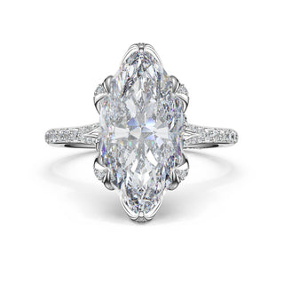 Marquise Petal-Crown Pavé Intense Solitaire in 18kt White Gold