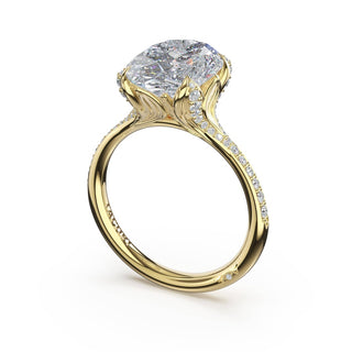 Oval Petal-Crown Pavé Intense Solitaire in 18kt White Gold