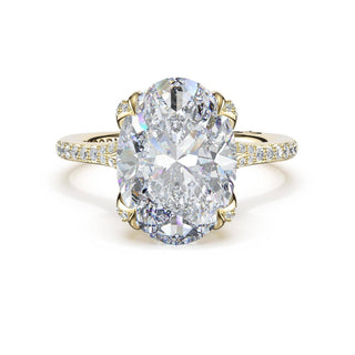 Oval Petal-Crown Pavé Intense Solitaire in 18kt White Gold