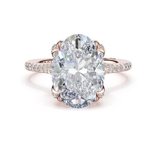 Oval Petal-Crown Pavé Intense Solitaire in 18kt White Gold