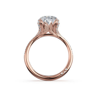 Oval Petal-Crown Pavé Intense Solitaire in 18kt White Gold