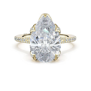 Pear Petal-Crown Pavé Intense Solitaire in 18kt White Gold