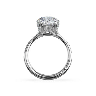 Round Petal-Crown Pavé Intense Solitaire in 18kt White Gold