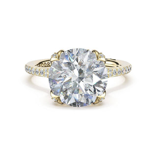 Round Petal-Crown Pavé Intense Solitaire in 18kt Yellow Gold