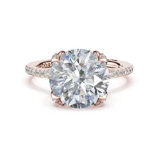 Round Petal-Crown Pavé Intense Solitaire in 18kt Rose Gold