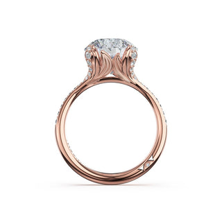 Round Petal-Crown Pavé Intense Solitaire in 18kt Rose Gold