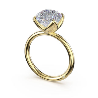 Cushion Sculpted Petal-Prong Solitaire in 18kt White Gold