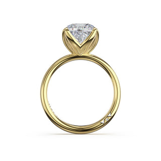 Cushion Sculpted Petal-Prong Solitaire in 18kt Yellow Gold