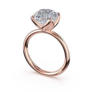 Cushion Sculpted Petal-Prong Solitaire in 18kt Rose Gold