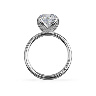Cushion Sculpted Petal-Prong Solitaire in Platinum