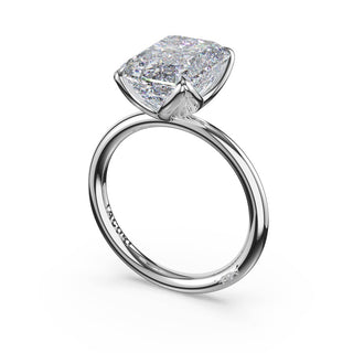 Emerald Sculpted Petal-Prong Solitaire in 18kt White Gold