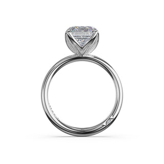 Emerald Sculpted Petal-Prong Solitaire in 18kt White Gold