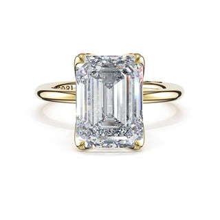 Emerald Sculpted Petal-Prong Solitaire in 18kt Yellow Gold