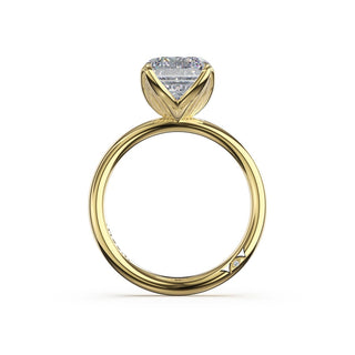 Emerald Sculpted Petal-Prong Solitaire in 18kt Yellow Gold