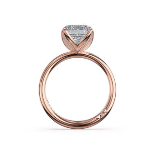 Emerald Sculpted Petal-Prong Solitaire in 18kt Rose Gold