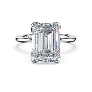 Emerald Sculpted Petal-Prong Solitaire in Platinum