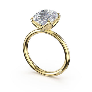 Oval Sculpted Petal-Prong Solitaire in 18kt White Gold