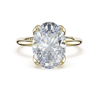 Oval Sculpted Petal-Prong Solitaire in 18kt Yellow Gold