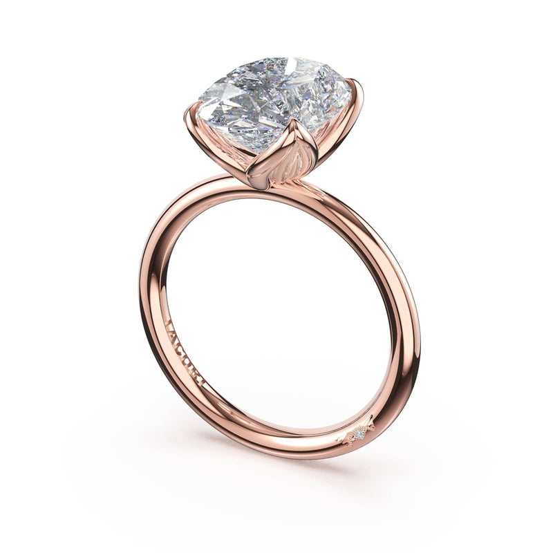 Oval Leaf Solitaire Engagement Ring in Rose Gold
