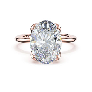 Oval Sculpted Petal-Prong Solitaire in 18kt White Gold