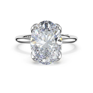 Oval Sculpted Petal-Prong Solitaire in 18kt White Gold