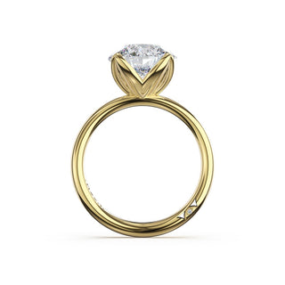 Round Sculpted Petal-Prong Solitaire in 18kt Yellow Gold