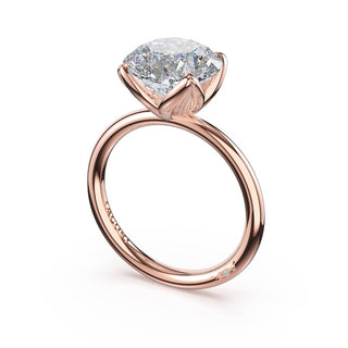 Round Sculpted Petal-Prong Solitaire in 18kt Rose Gold