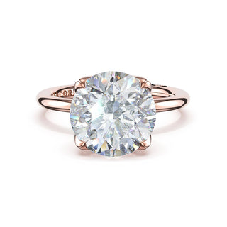 Round Sculpted Petal-Prong Solitaire in 18kt Yellow Gold