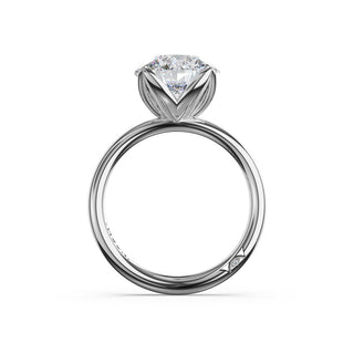 Round Sculpted Petal-Prong Solitaire in Platinum
