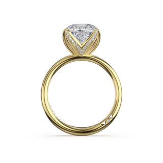 Cushion Sculpted Petal-Pavé-Prong Solitaire in 18kt Yellow Gold