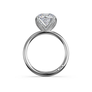 Cushion Sculpted Petal-Pavé-Prong Solitaire in Platinum