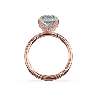 Emerald Sculpted Petal-Pavé-Prong Solitaire in 18kt Rose Gold