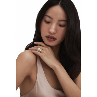 Dahlia Sculpted Double-Petal Pavé Ring in 18kt Rose Gold