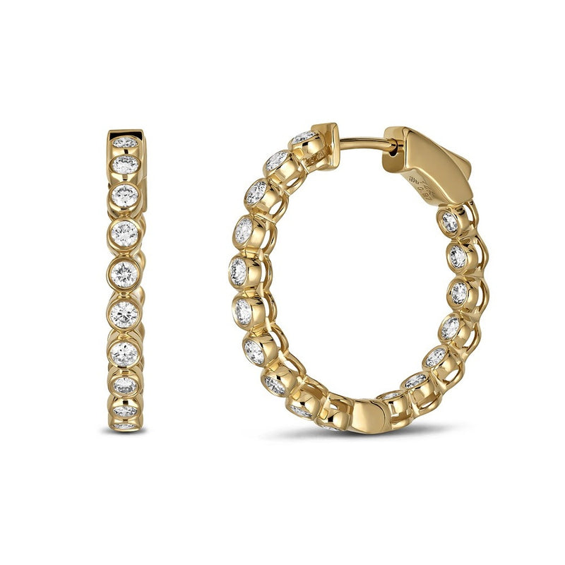 14KY  34=1.00CTW I1 HI BEZEL HOOPS