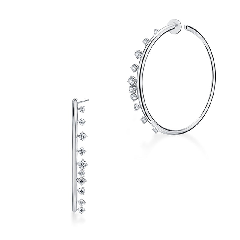 Hearts On Fire Barre Diamond Hoops Earrings UU2864 : 3.00 : : 18KW : GH/VS