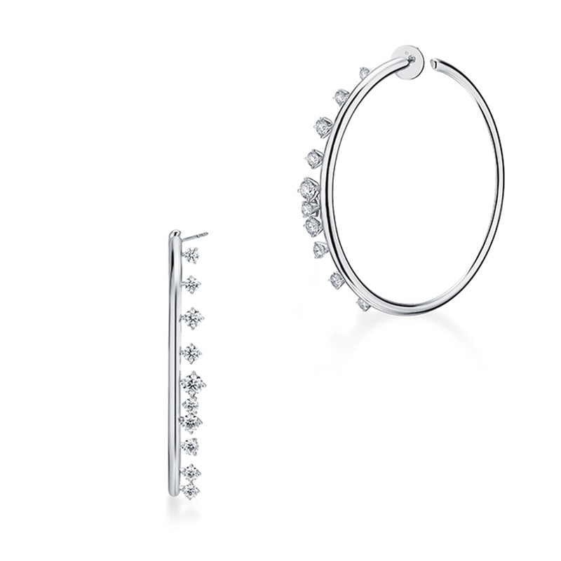 Hearts On Fire Barre Diamond Hoops Earrings UU2864 : 3.00 : : 18KY : GH/VS