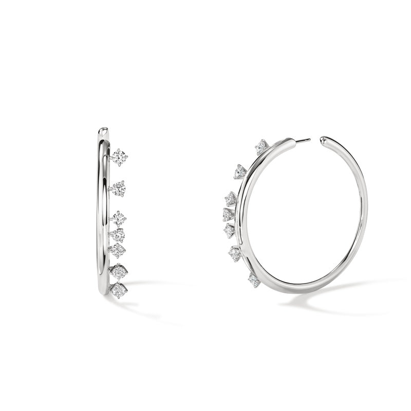 Hearts On Fire Barre Floating Diamond Medium Hoops Earrings UU2868 : 1.50 : : 18KR : GH/VS