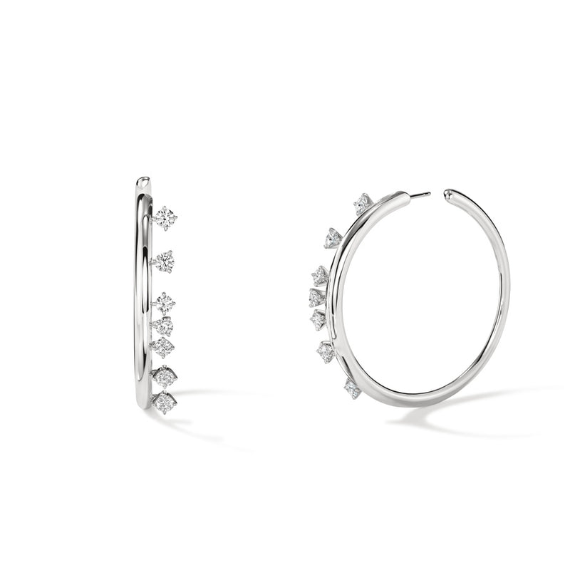 Hearts On Fire Barre Floating Diamond Medium Hoops Earrings UU2868 : 1.50 : : 18KY : GH/VS