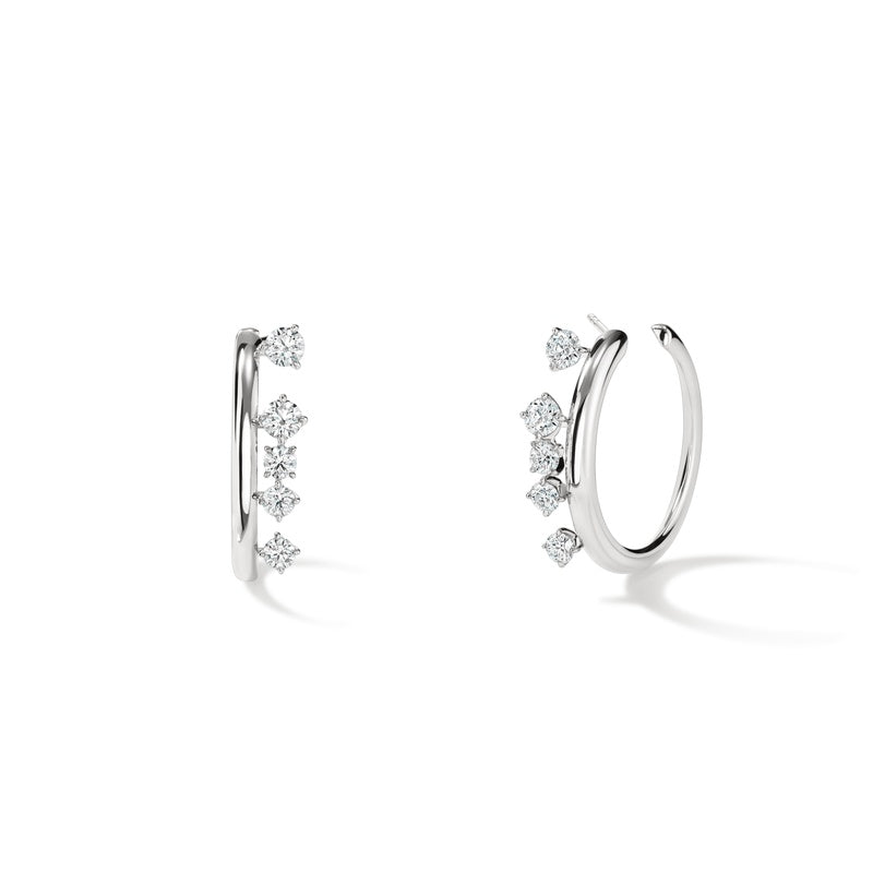 Hearts On Fire Barre Floating Diamond Small Hoops UU2852 : 1.35 : : 18KY : GH/VS