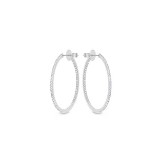 Memoire Round Shared Prong Diamond Hoops Earrings CHHO20343438W72000
