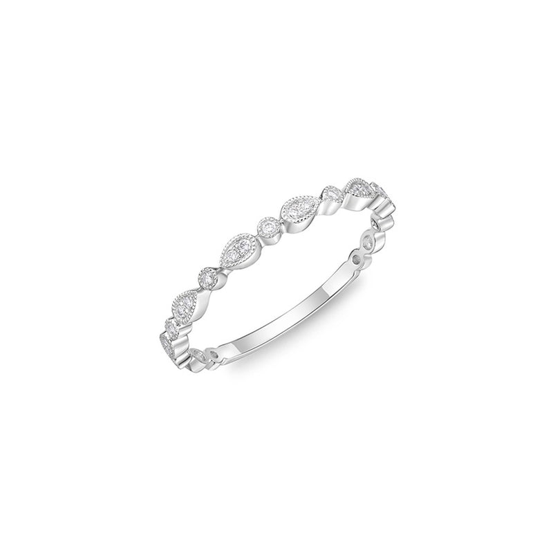 Memoire Vintage Round & Illusion Pear Stackable Band ERSUR0770008W72000