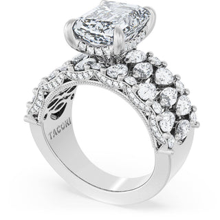 Emerald Solitaire Engagement Ring w/ North South Marquise & Pear Band